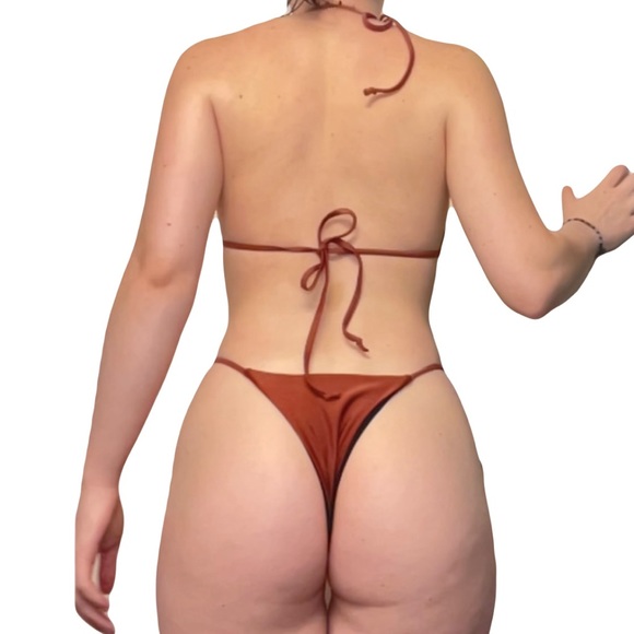 Green, black and rust orange bathing suit set - Picture 6 of 11